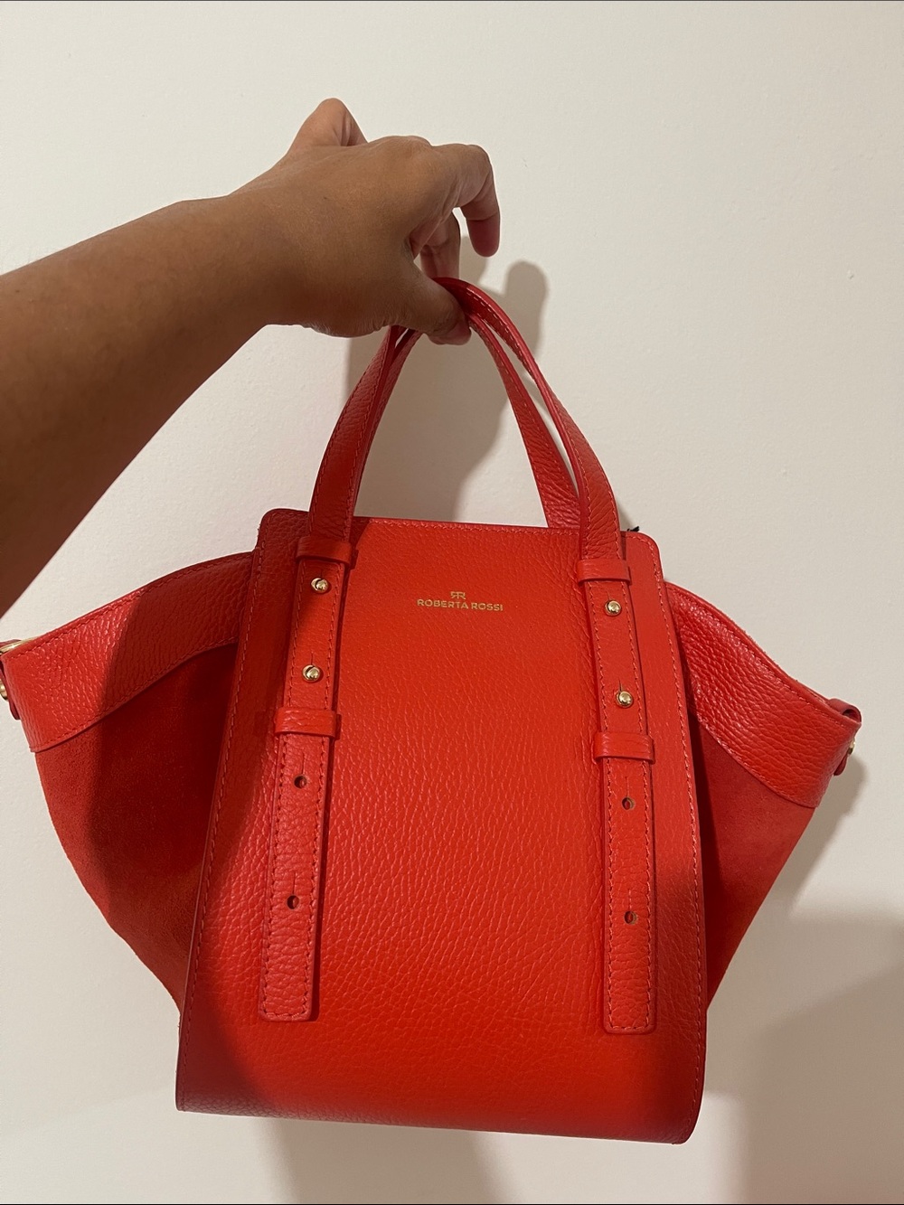 Roberta Rossi Milano Orange Leather Top-Handle Bag